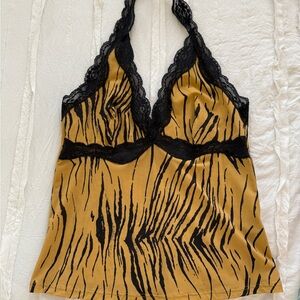 Urban Outfitters tiger stripe Lace Trim Top